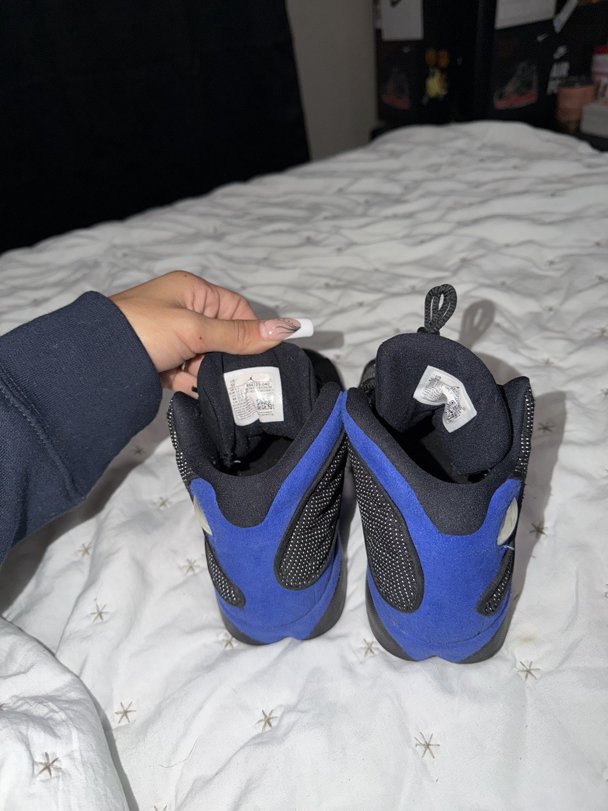 Jordan Air Jordan 13 Retro Kids US 5Y Black/Blue Leather Mid Top Sneakers