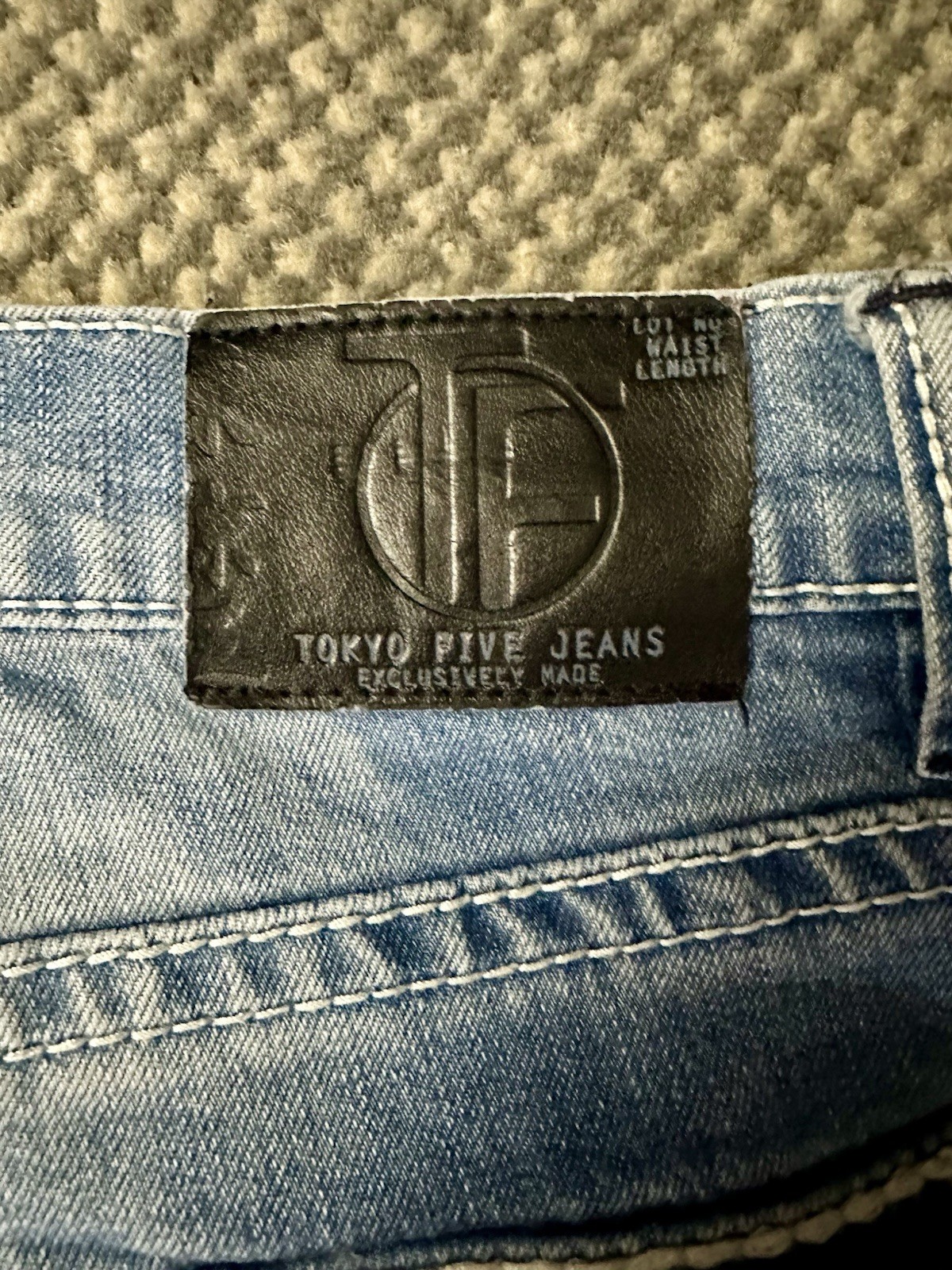 Y2K Tokyo Five Jitsu Bootcut Jeans 36×30. Heavy cross embroidery McBling grunge