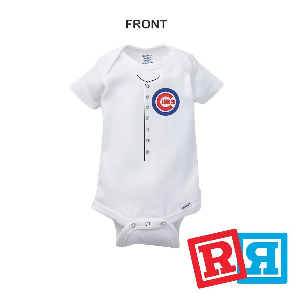 Personalized Chicago Cubs Gerber Baby Onesie® Cotton White Custom Bodysuit
