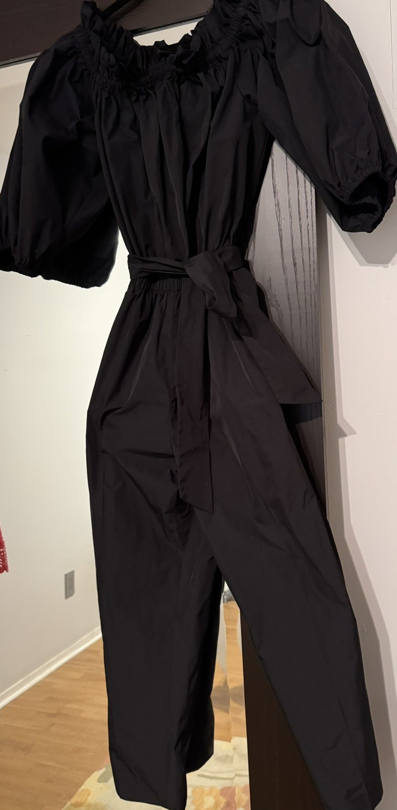 Kate Spade New York BLACK TAFFETA JUMPSUIT