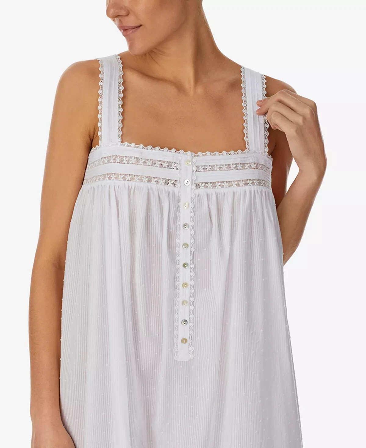 EILEEN WEST E5625044 ~ WHITE ~ SLEEVELESS CLIP DOT BALLET NIGHTGOWN ~ MEDIUM