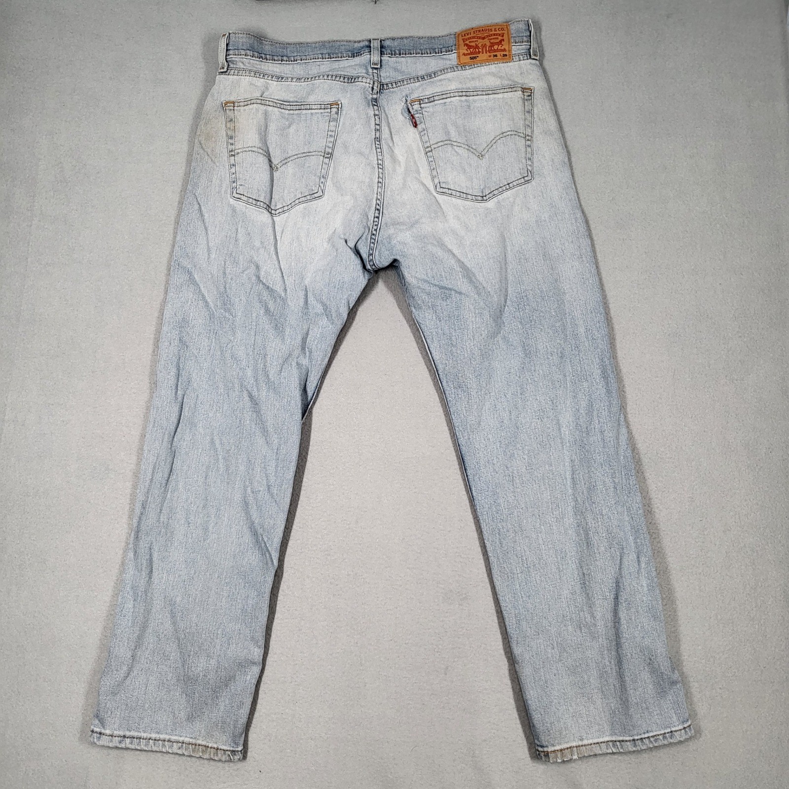 Levi’s 505 Regular Fit Jeans Men’s 36×29 Light Wash Denim Distressed Casual