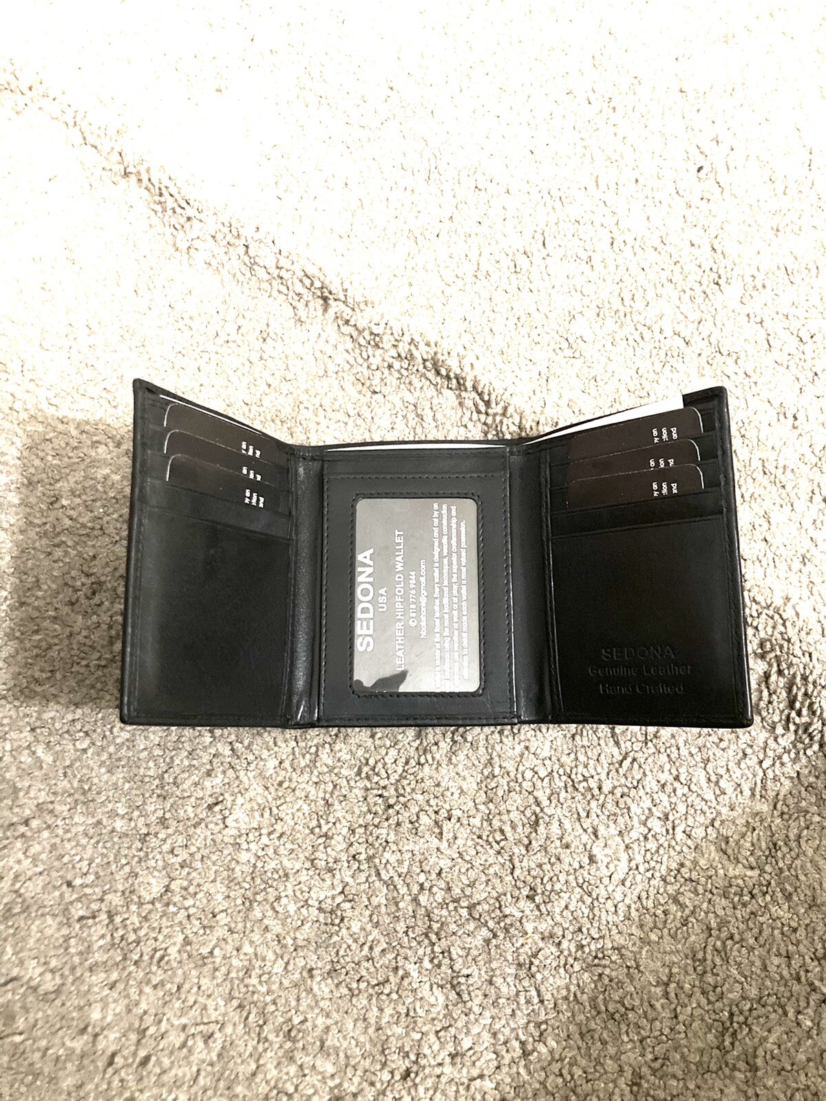 Large Trifold Wallet , 8 Card Slots, One I’d Window, Size: 4.75×3.5×0.75 Inches