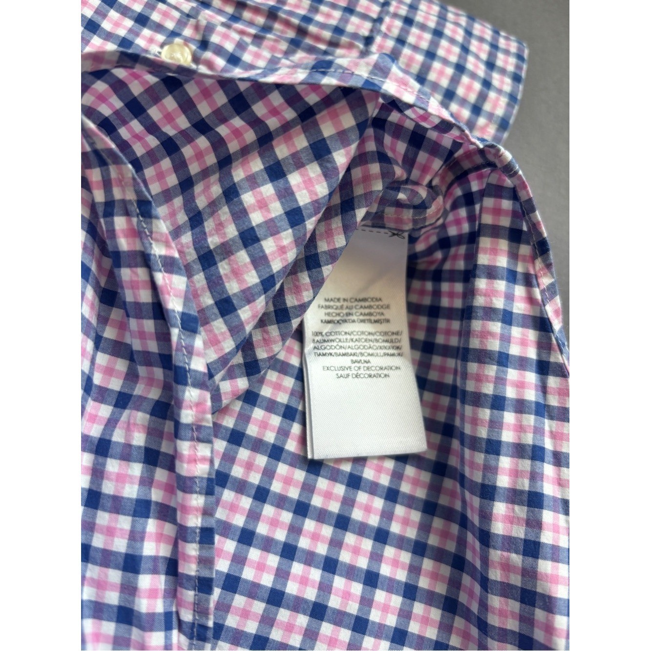 Ralph Lauren LG Blue Pink Plaid Button Down Shirt Cotton Classic Fit Men
