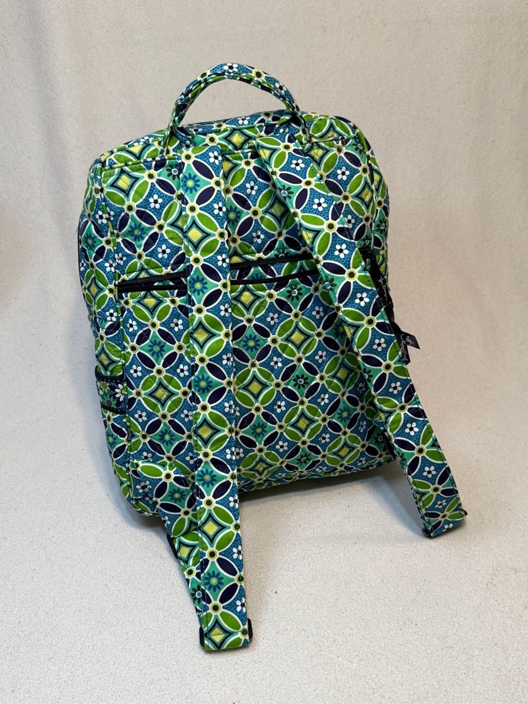 Vera Bradley Quilted Backpack in Daisy Daisy Floral Geometric Print