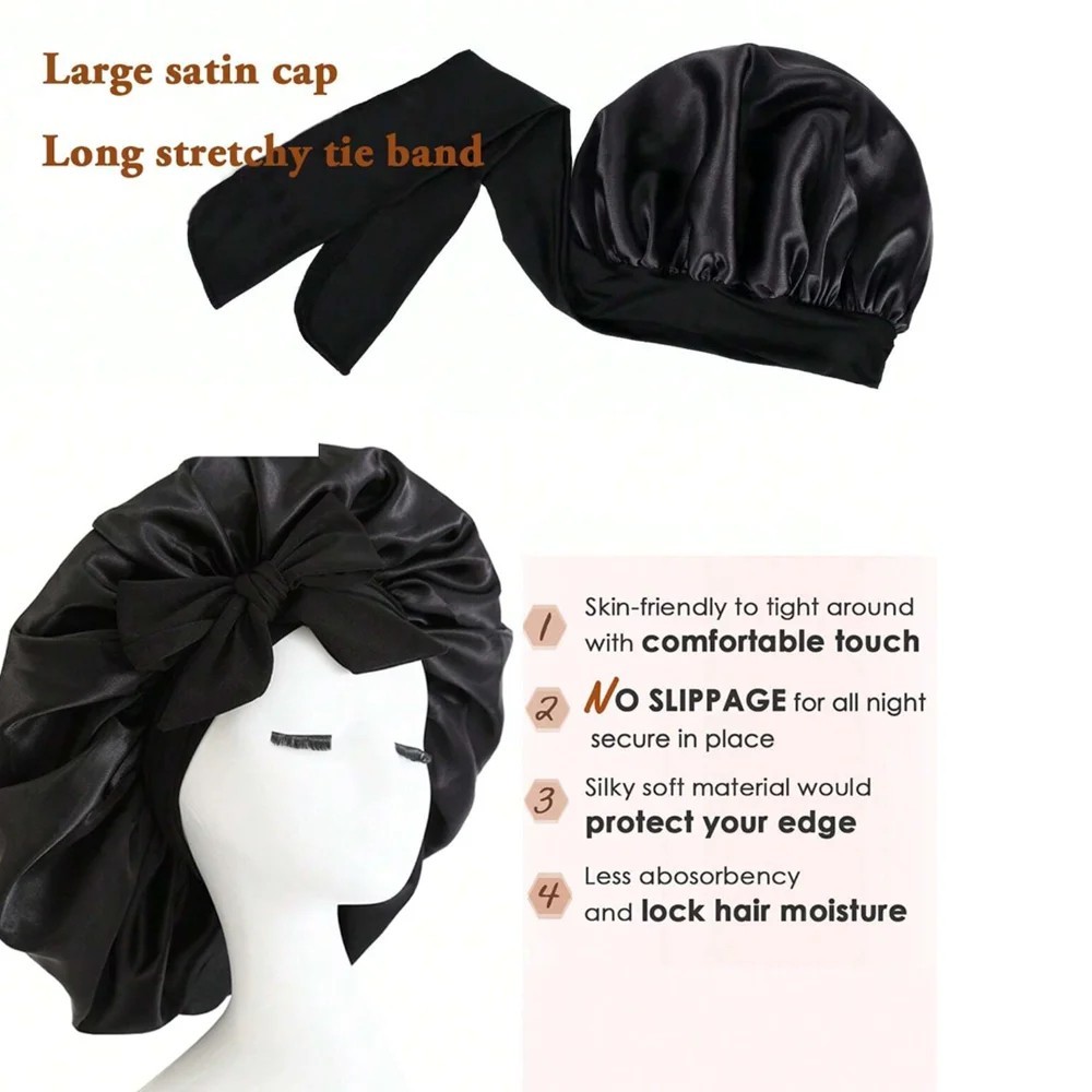 Satin Bonnet Silk Bonnet with Tie Band Adjustable Hair Bonnet for Sleeping*