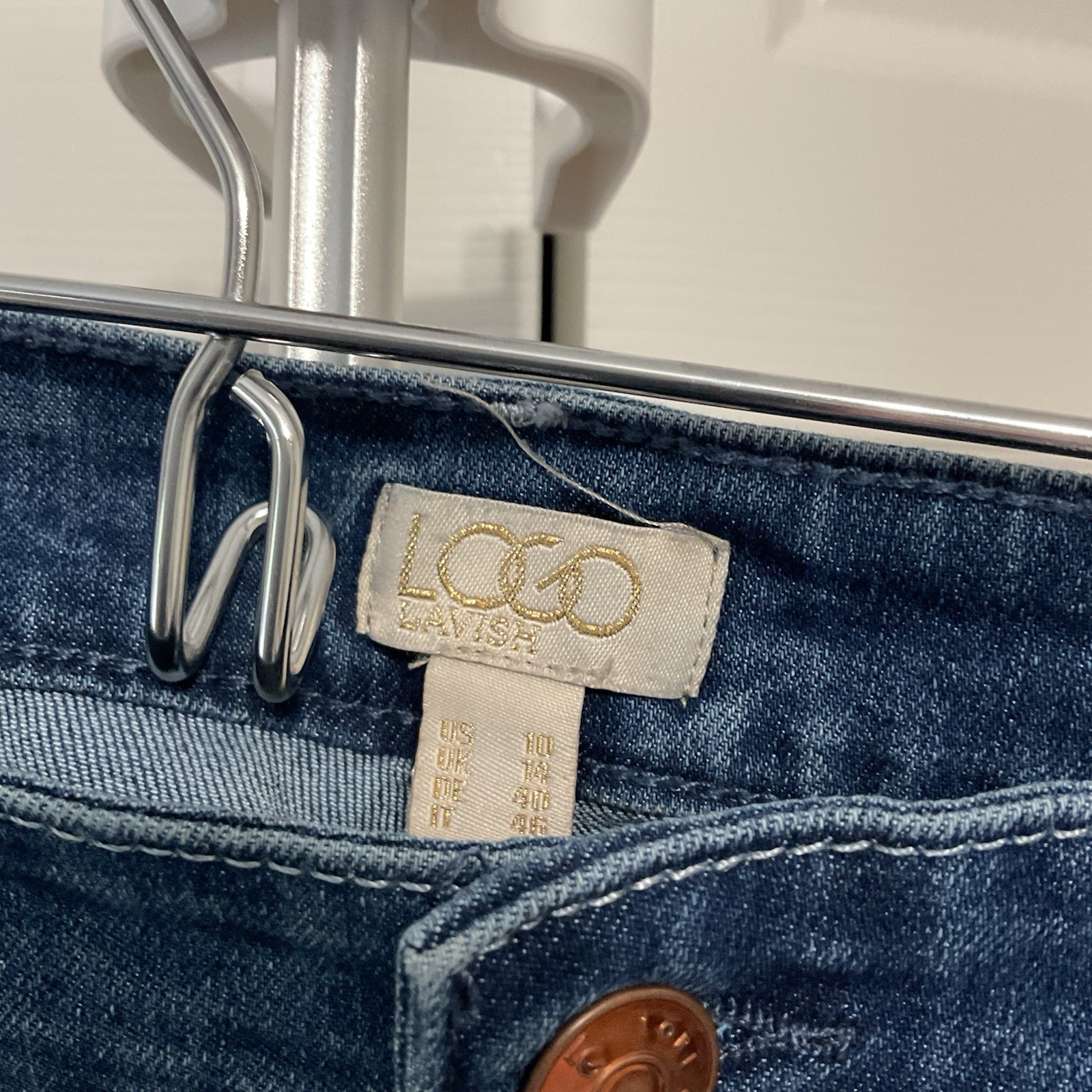 Logo by Lori Goldstein boyfriend Jeans Womens 11 Blue Medium Wash Patchwork