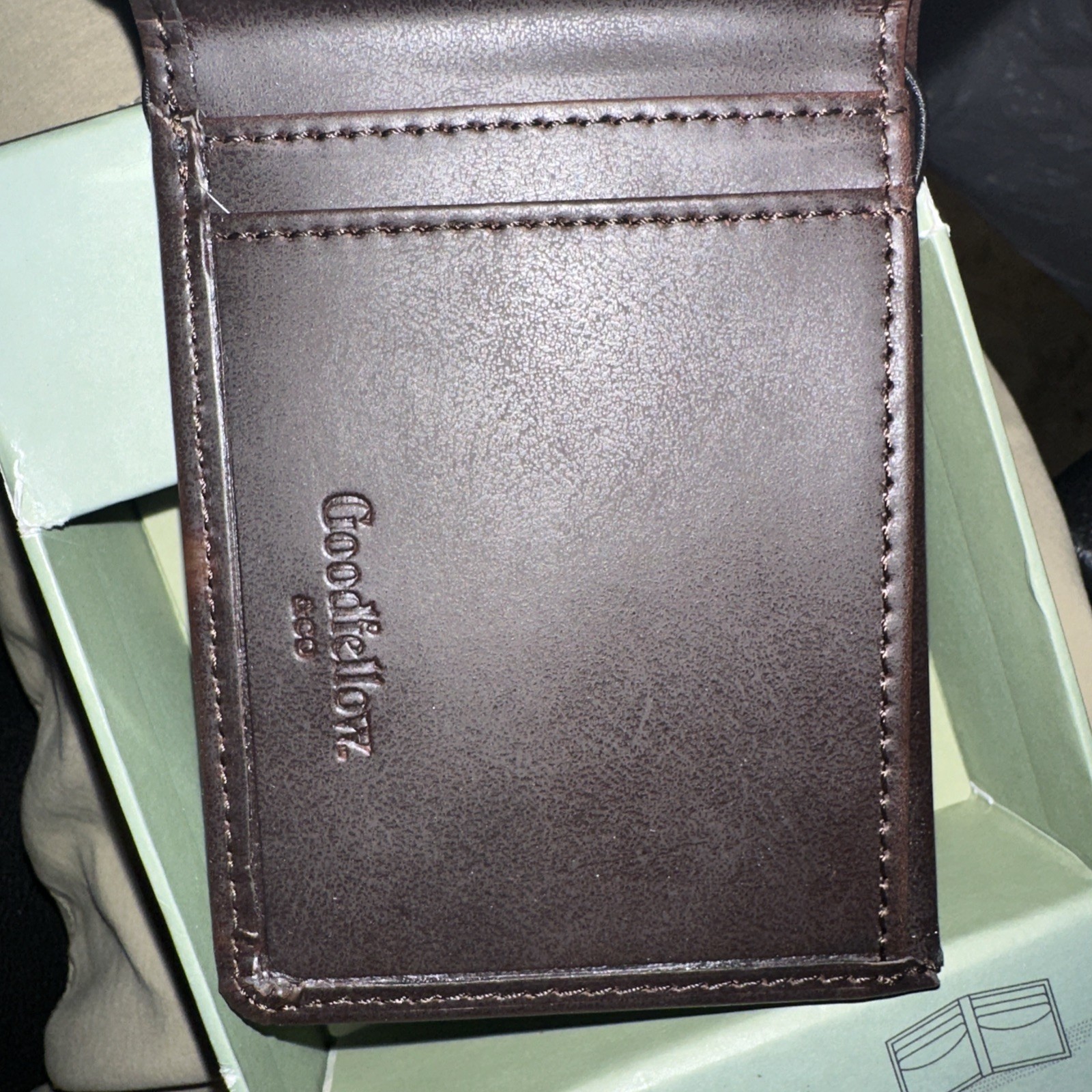 Mens Slimfold RFID Bifold micro Wallet Goodfellow Dark Brown 2 slot +ID & bill