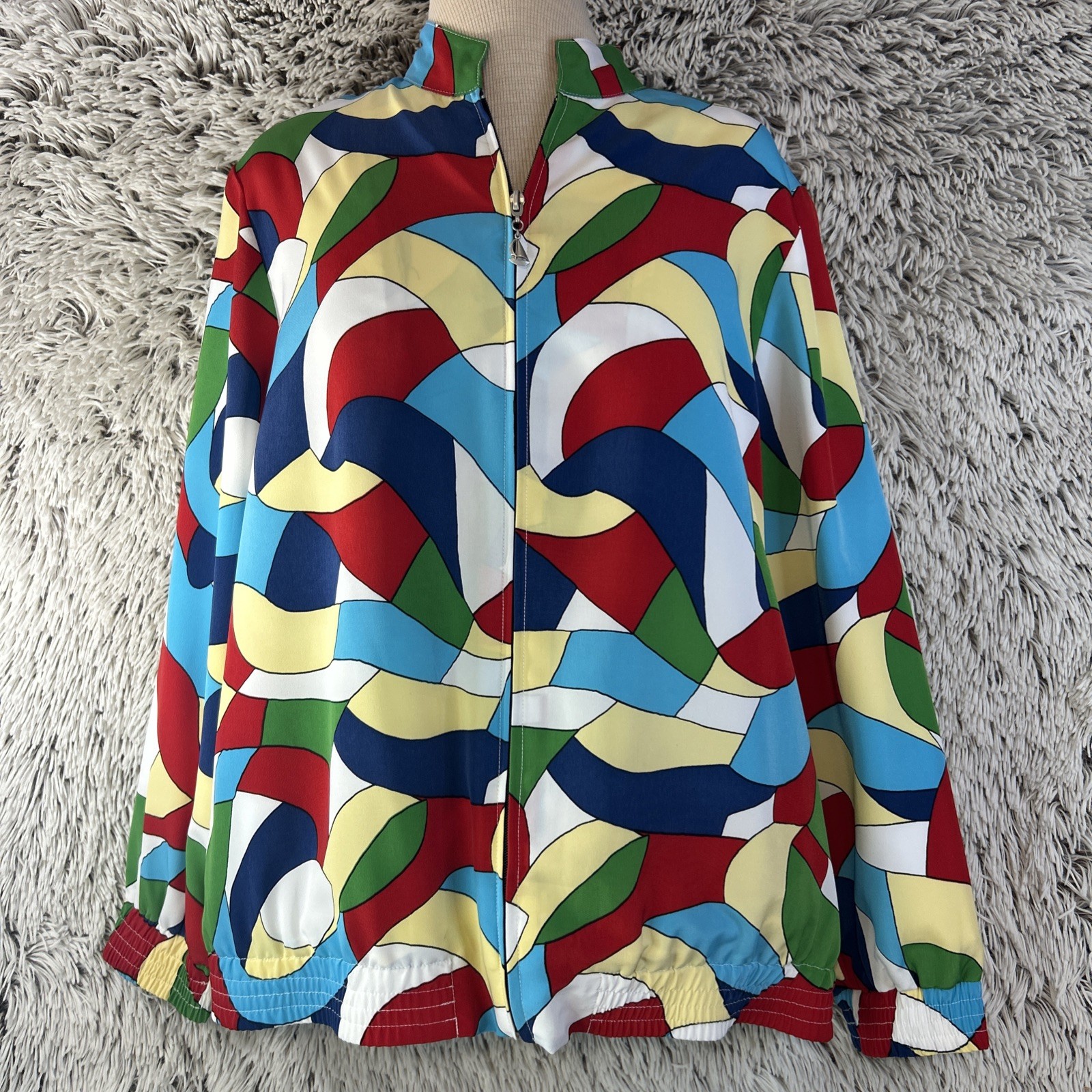 Colorful 90’s Bold Zip Up Lightweight Jacket Bomber Hip Hop Medium