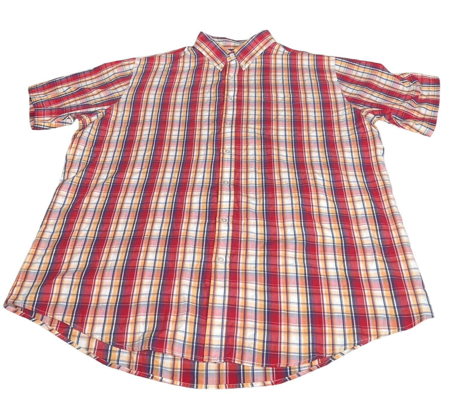 Croft & Barrow 2xL Plaid Button-Down Short Sleeves Shirt Red Blue Western Wear
