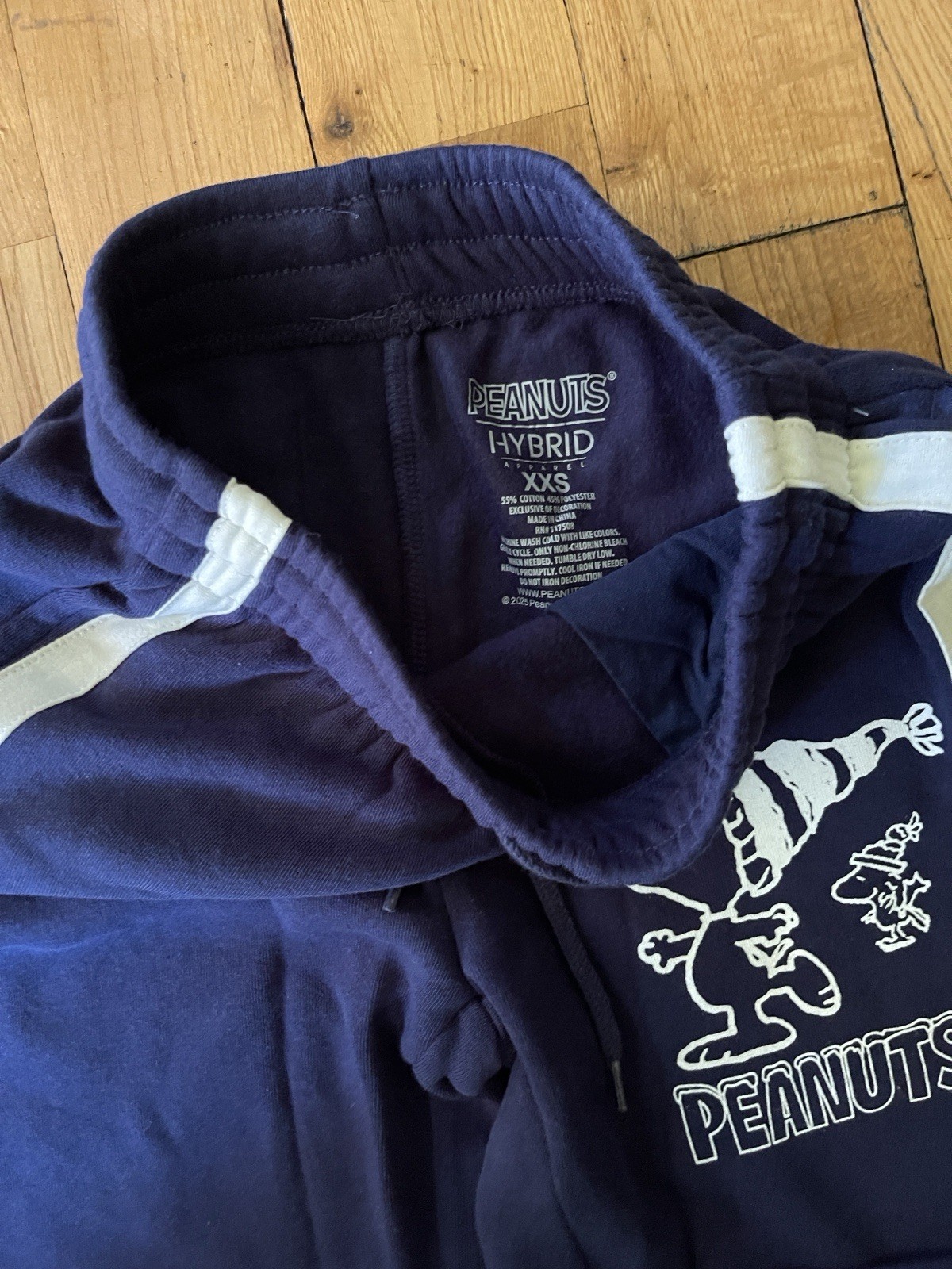 Peanuts Hybrid Women’s XXS Blue Sweatpants Snoopy Side Stripe Drawstring Pockets