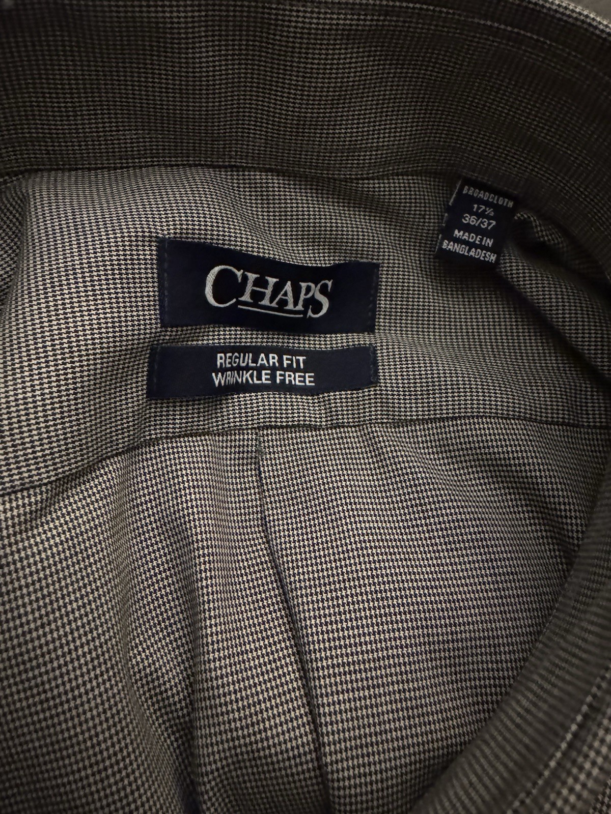NWT Mens Size 17.5 36/37 Chaps Essentials Wrinkle Free Regular Fit Dress Shirt
