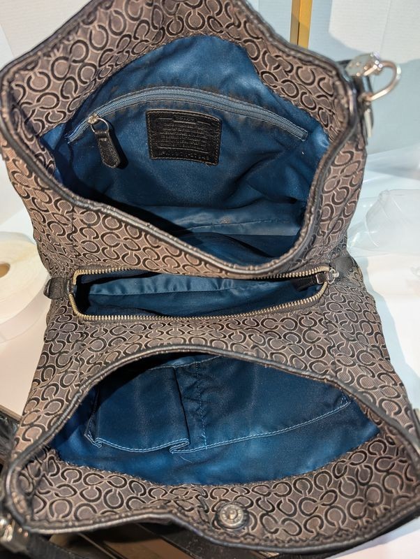 Coach Madison Phoebe Op Art fabric Shoulder Shoulder Bag Black/ Grey lot15