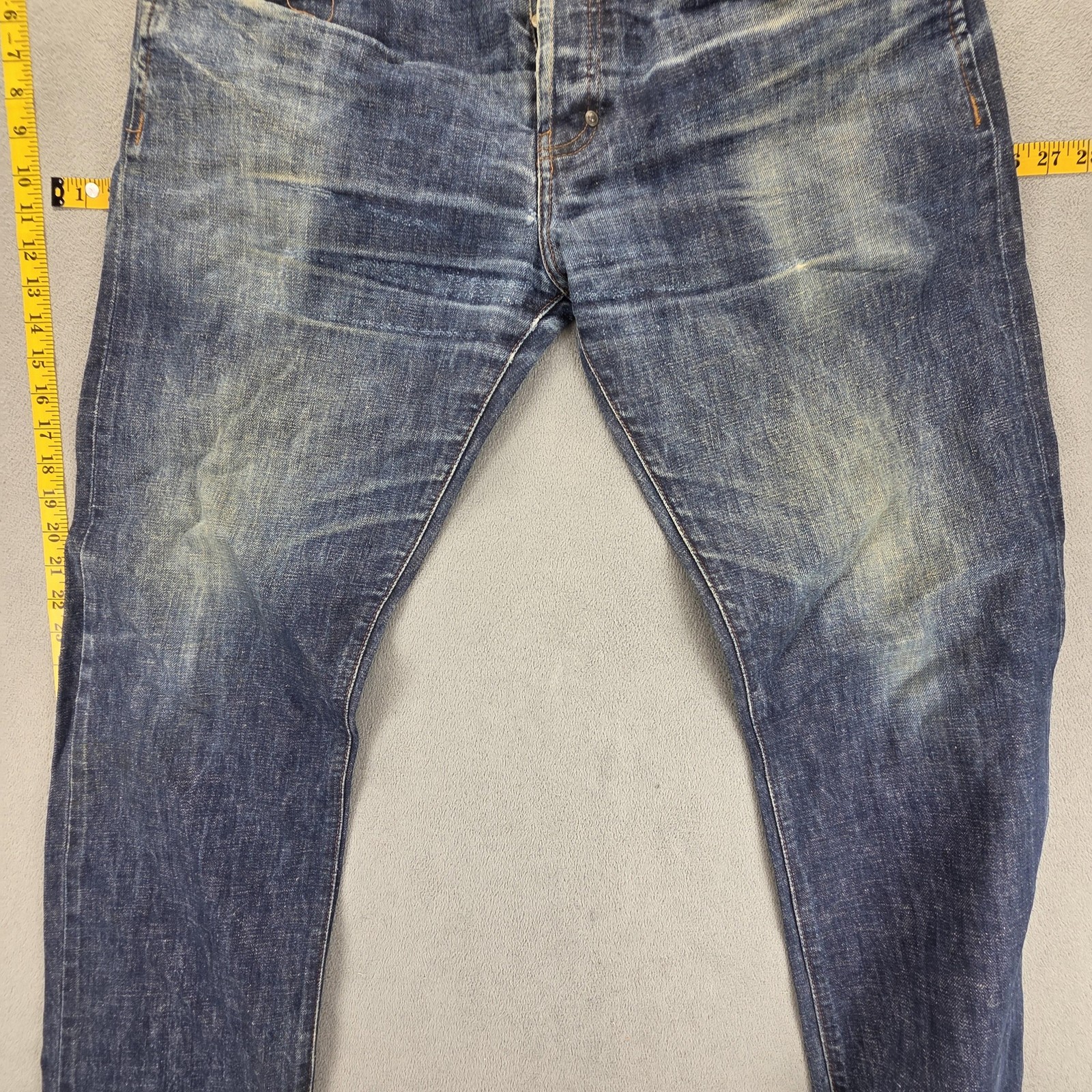 Sicko Jeans Mens Blue Selvedge Buckle Back Whiskers Fits 36×32