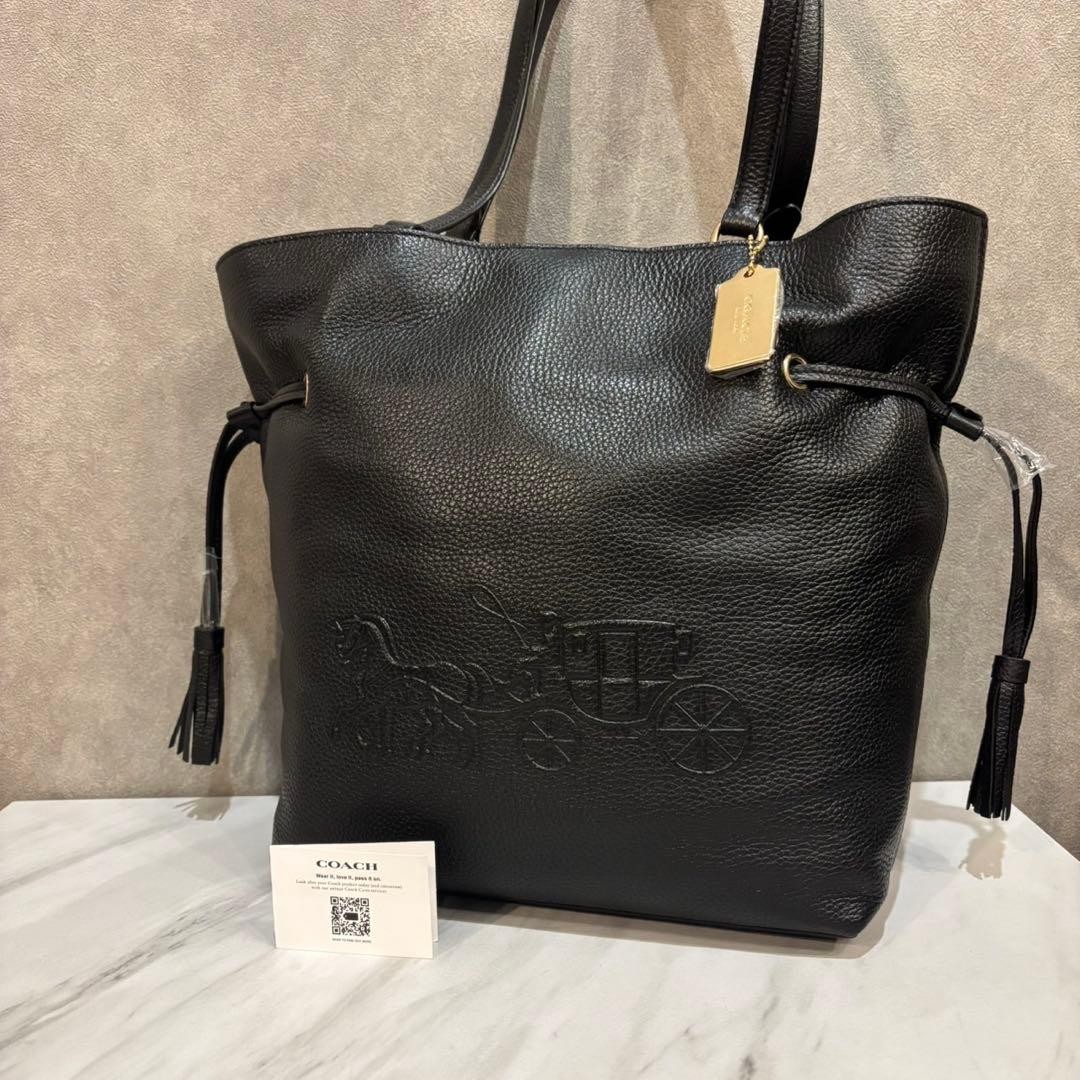 Excellent Condition COACH Andy Tote Shoulder Bag CA200 Leather Black