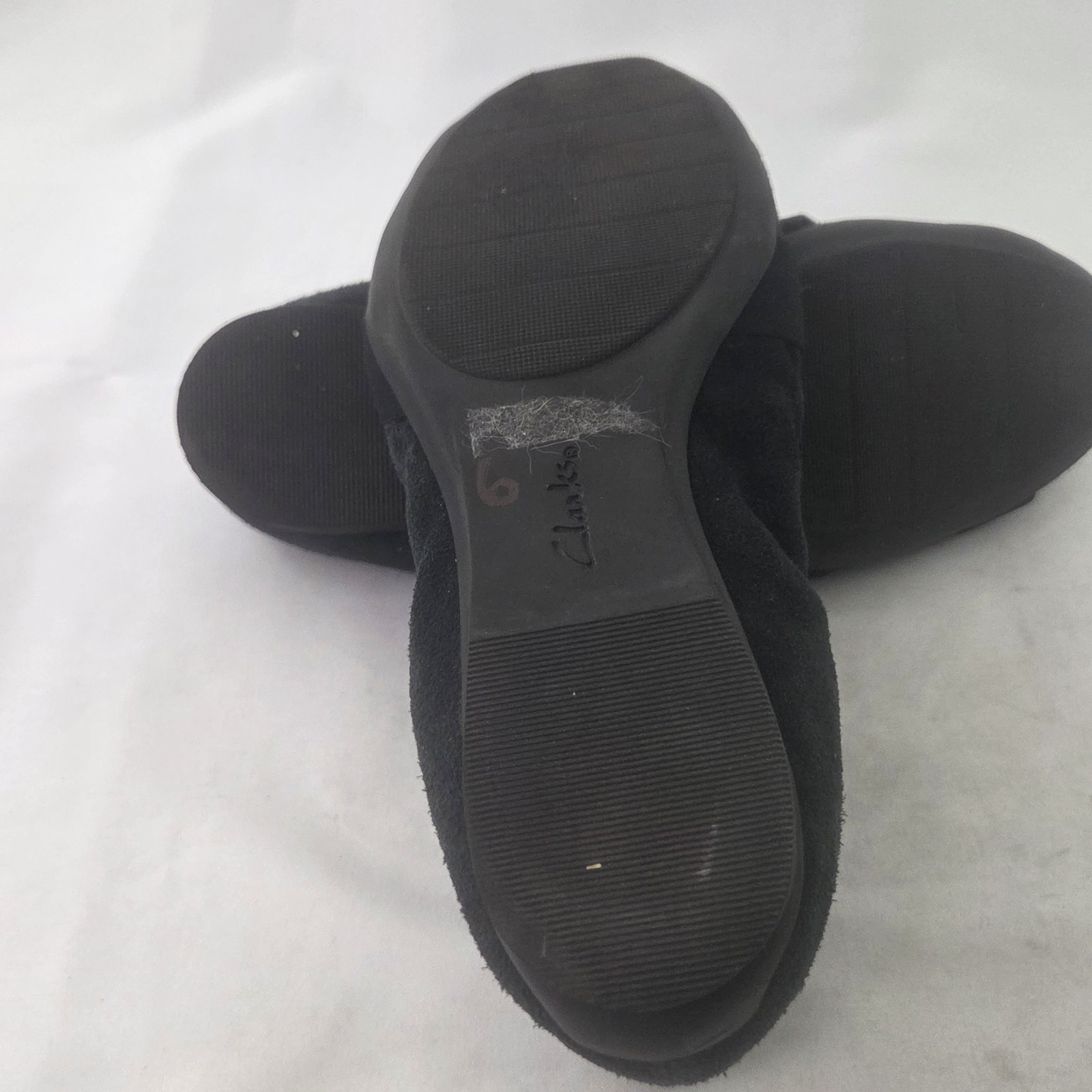 Clarks Ballet Flats Womens 8.5 W Black Suede Slip On Comfort Casual Shoes