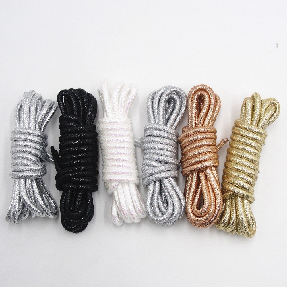 FLAT Sparkly Metallic Glitter SHOELACES 45″, 52″, 57″ Sneaker Shoes Strings