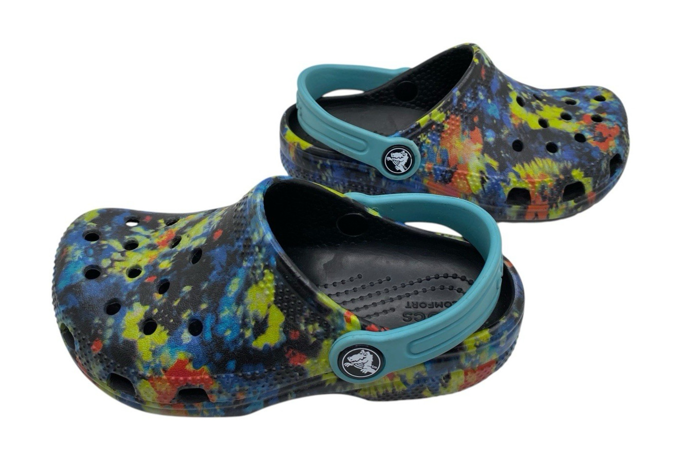 Crocs Classic Kids Shoes Tie Dye Multicolor Paint Splatter Slip On Clogs Sz C11