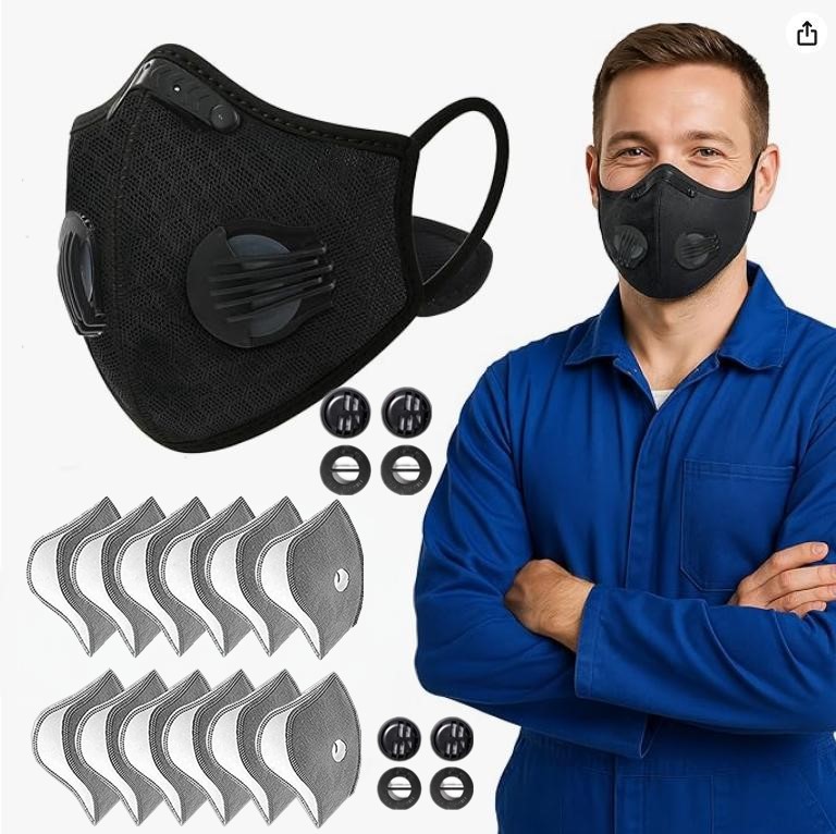 Half Face Cover Respirator Dust Mask Anti Air Pollution Reusable With Filters