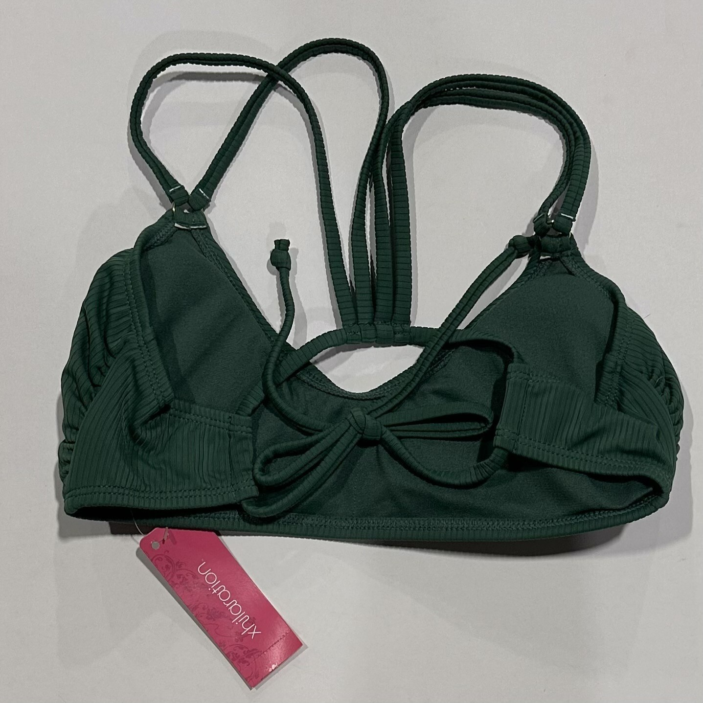Women’s Ribbed Ring Bralette Bikini Top – Xhilaration Olive (Green) XL