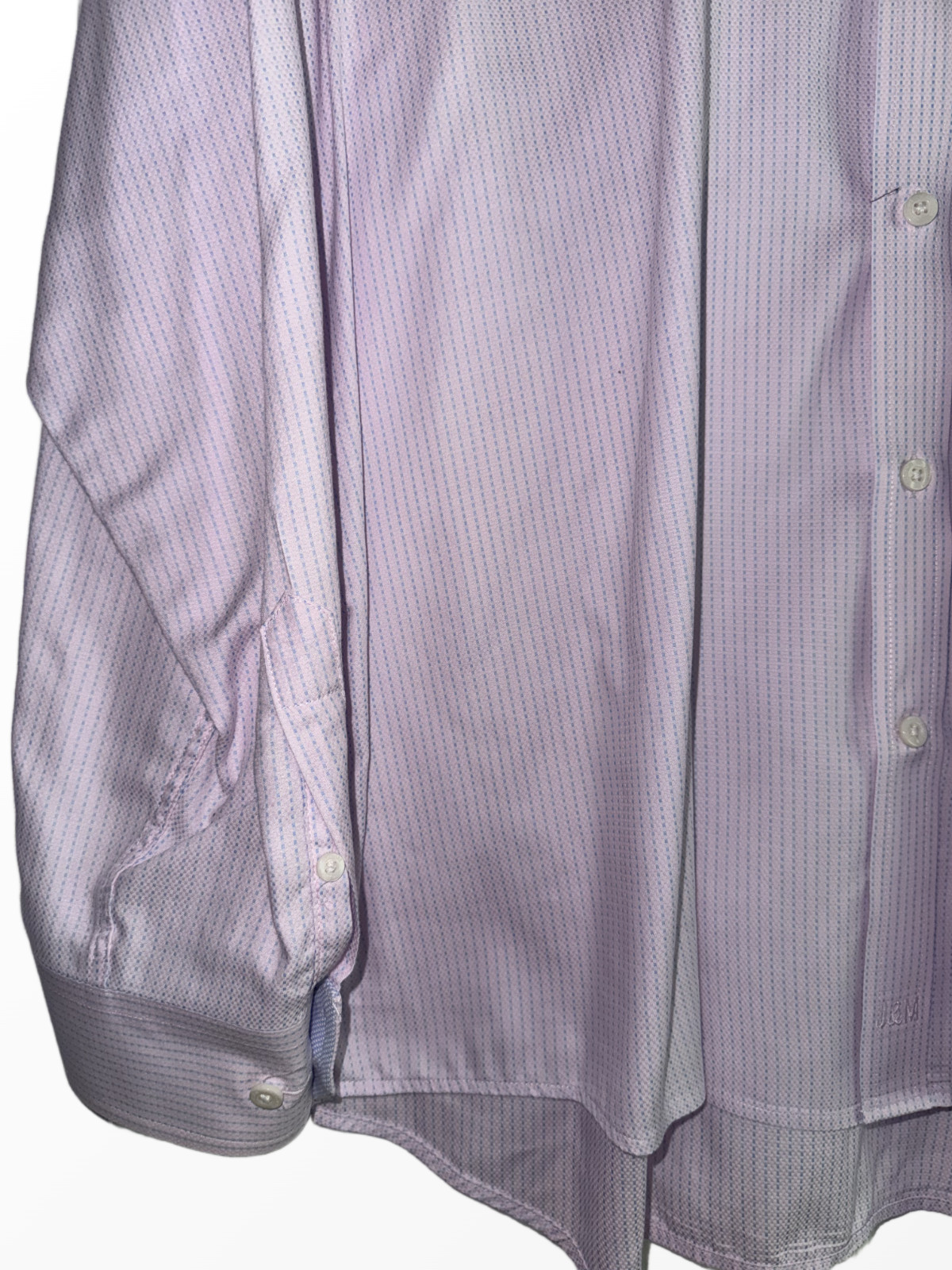 JOHNSTON & MURPHY XL SHIRT GEOMETRIC PURPLE WHITE CONTRAST CUFF UPSCALE CASUAL