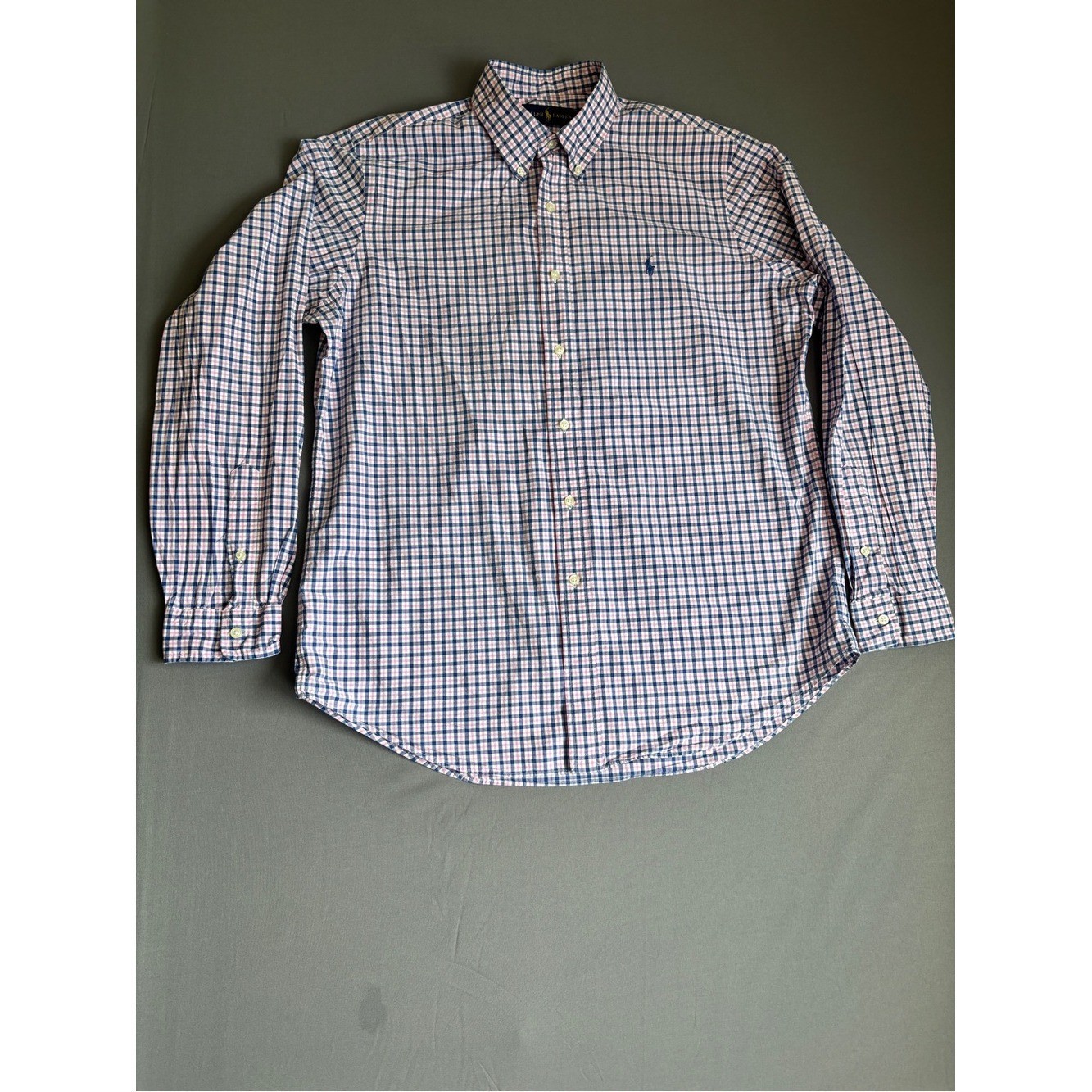 Ralph Lauren LG Blue Pink Plaid Button Down Shirt Cotton Classic Fit Men
