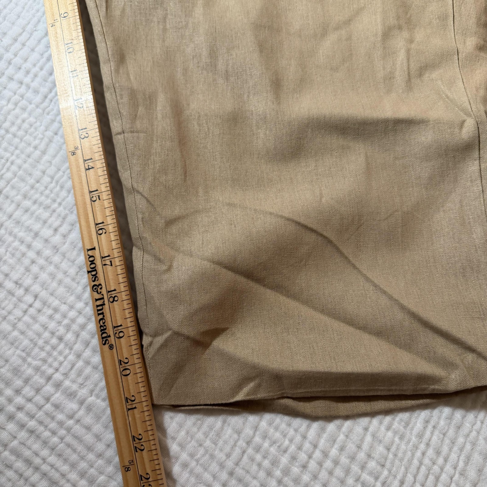 Jessica London 2 Piece Linen Blend Capri Set Womens 26W Beige Tan Belted Cropped