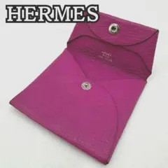HERMES Bastia H-engraved Coin Purse Black Leather