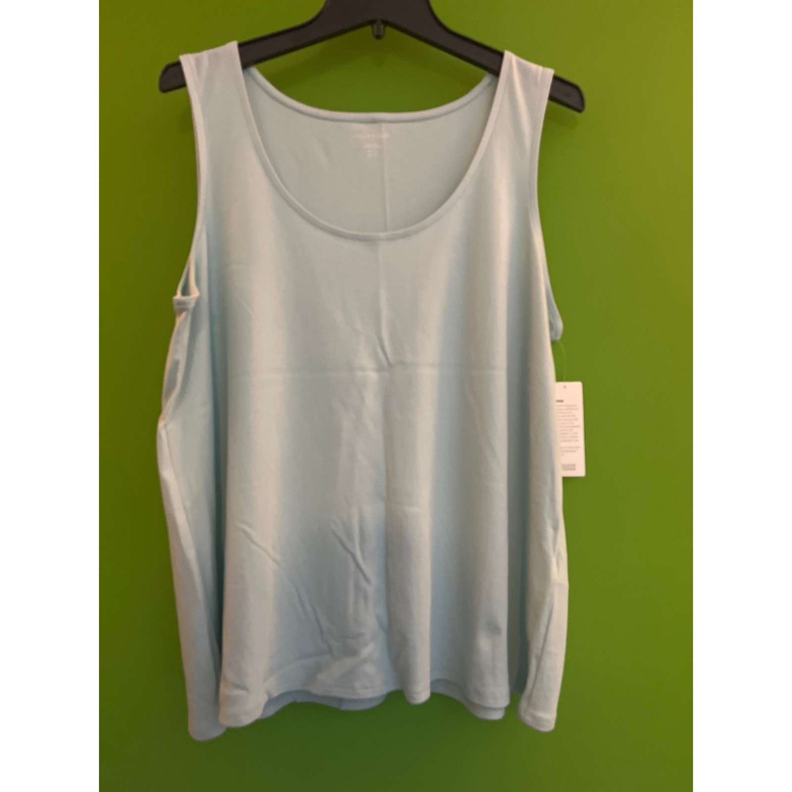 EIleen Fisher Organic Cotton Interlock U-Neck Sleep Tank in Pool Size L