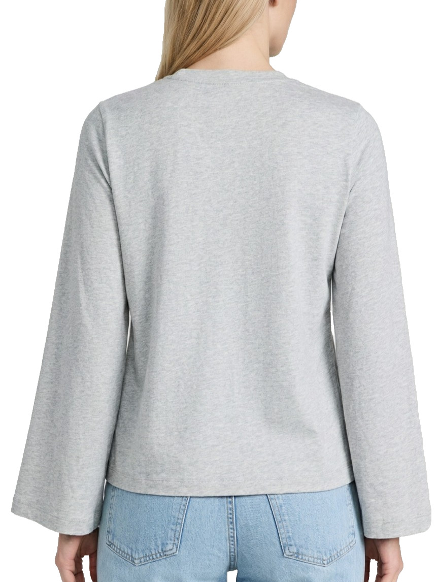 Johnny Was Heather Kimono Sleeve Tee Femke Beaded Cotton XL ⭐ Heather Grey NWT