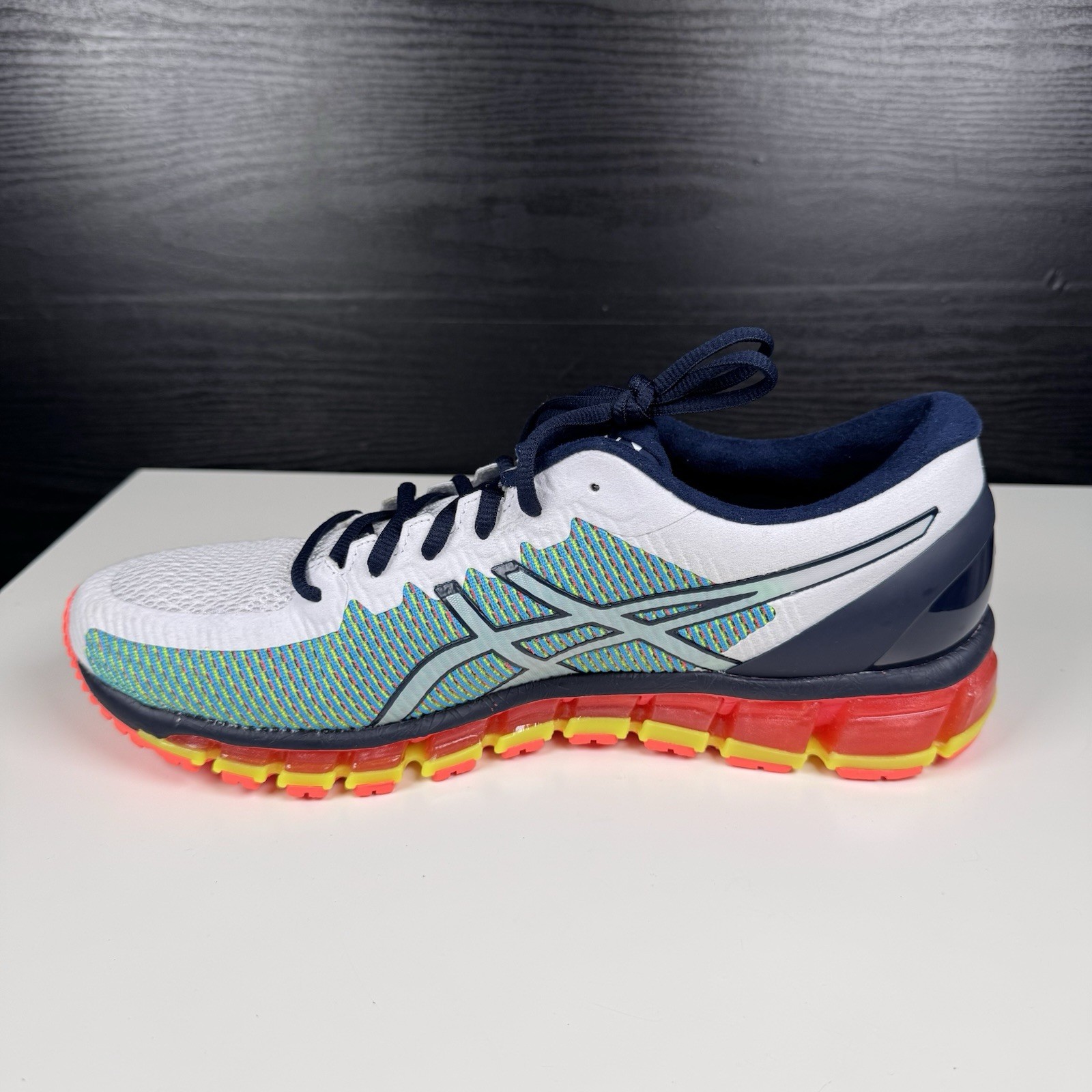 NEW Asics Gel-Quantum 360 White Navy Blue Yellow – T6G1N – Men’s 11 – Read