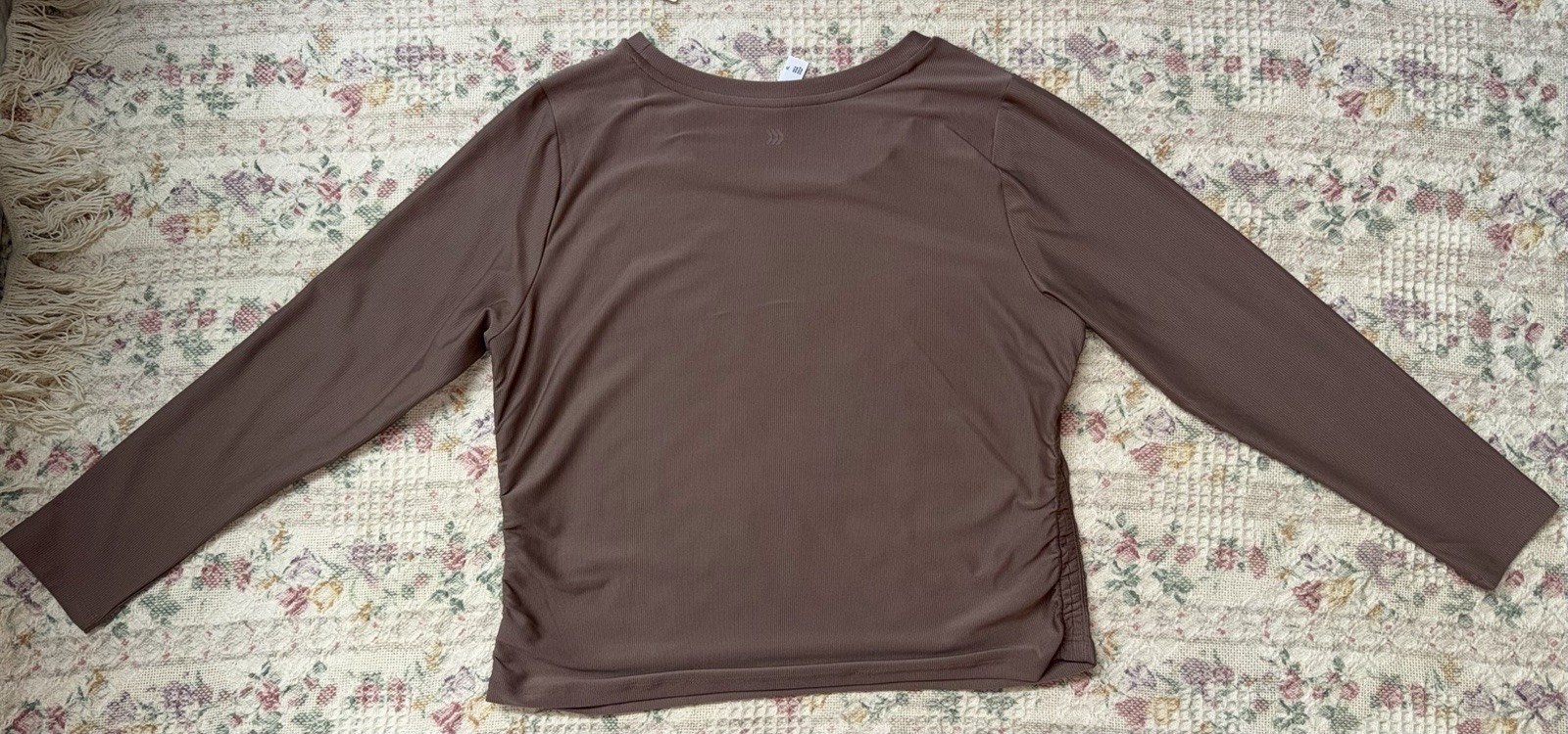 All In Motion Ruched Super Soft Long Sleeve Taupe Shirt