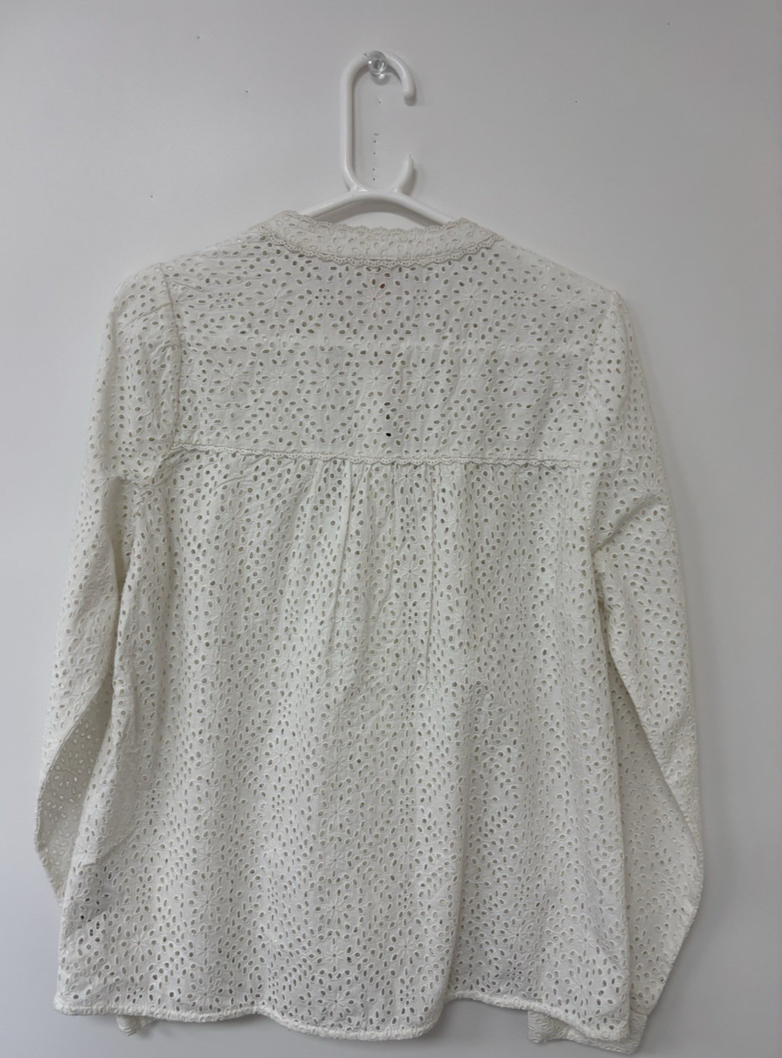 Boden White Eyelet Embroidered Cotton Blouse Women’s UK 12 US 8 Button Front