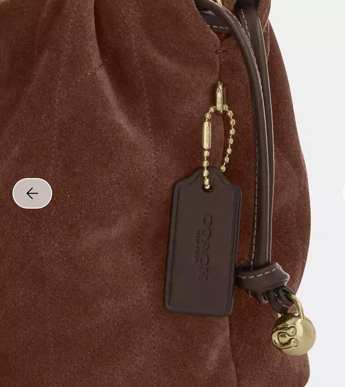 🤎 NWT COACH Faye Mini Drawstring Bag With Quilting Suede & Leather CDC42 Brown
