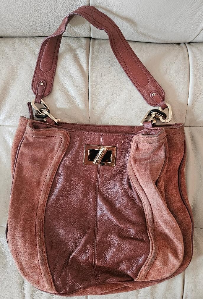 B. Makowsky Layla Brown Leather and Suede Hobo – A237193