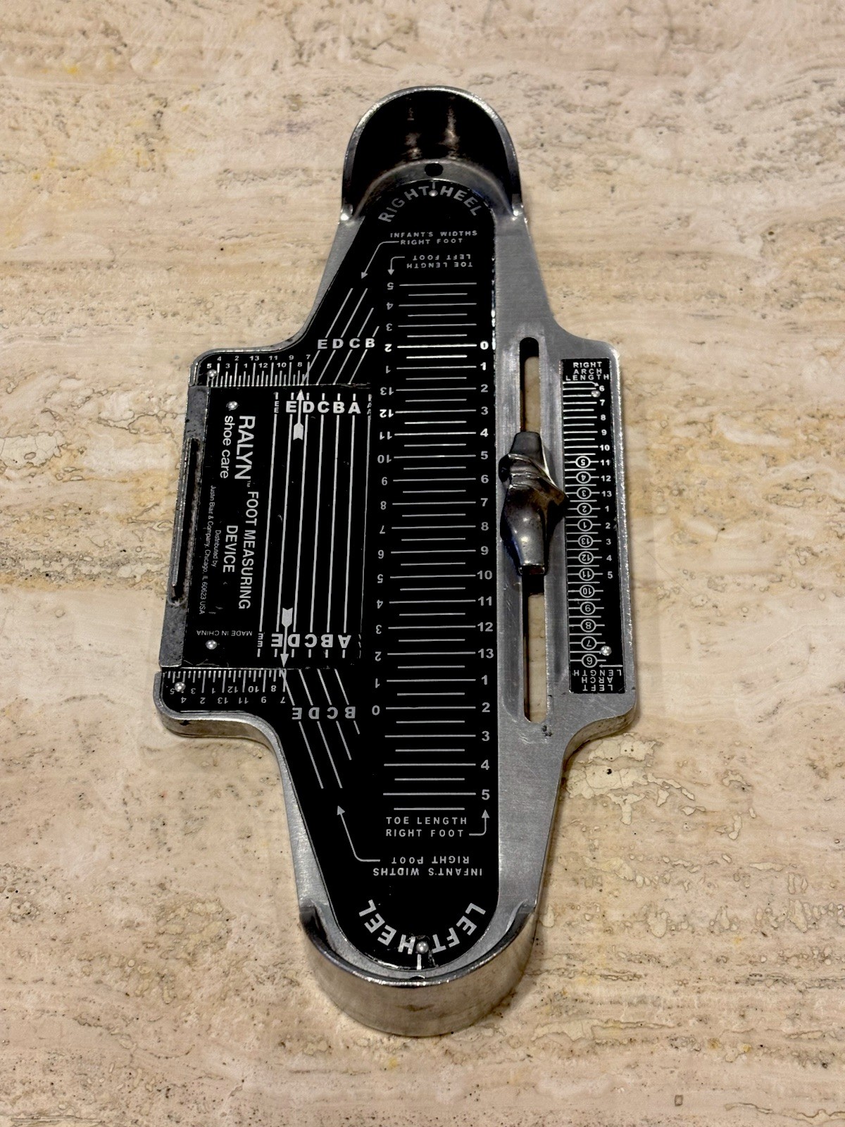 Vintage RALYN Foot Shoe Size Measuring Device Childs Model Aluminum Justin Blair