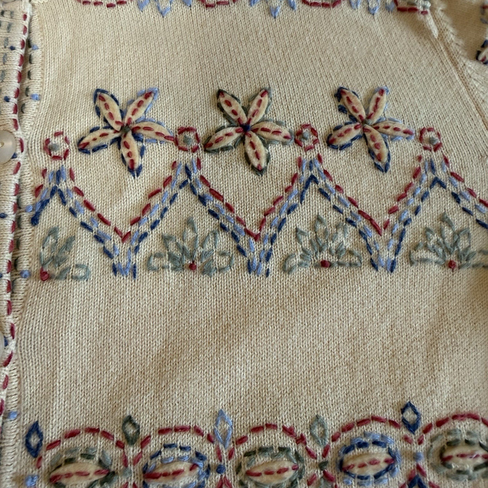 VTG Talbots Medium Yellow Embroidered Cardigan Hong Kong Cottagecore Spring