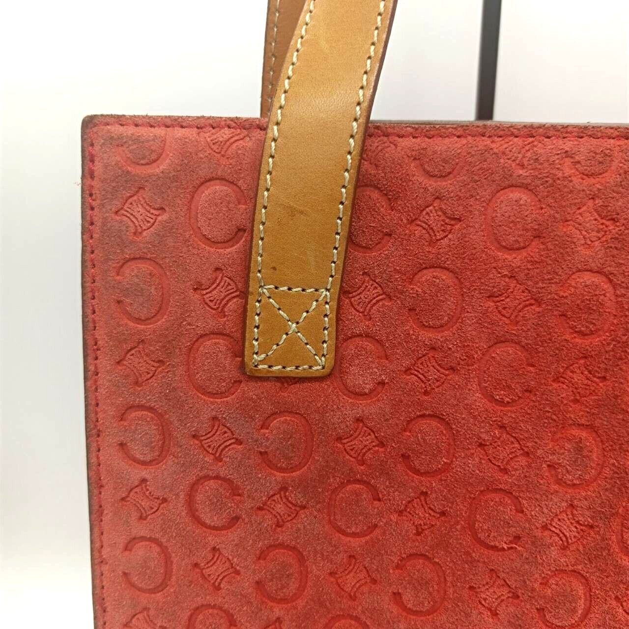 CELINE tote bag hand bag suede Macadam W 22cm/8.6in H 23cm/9.05in D 7cm/2.8in