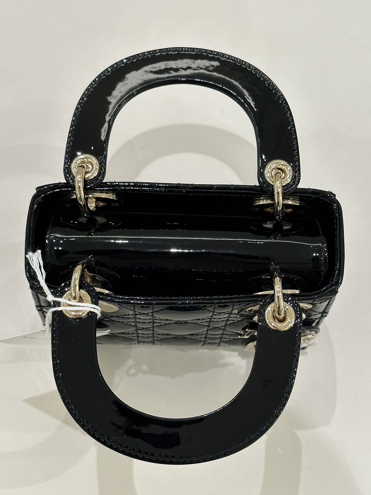 Dior Lady Dior 3-Grid Black Patent Leather Gold Chain Bag Duty Paid