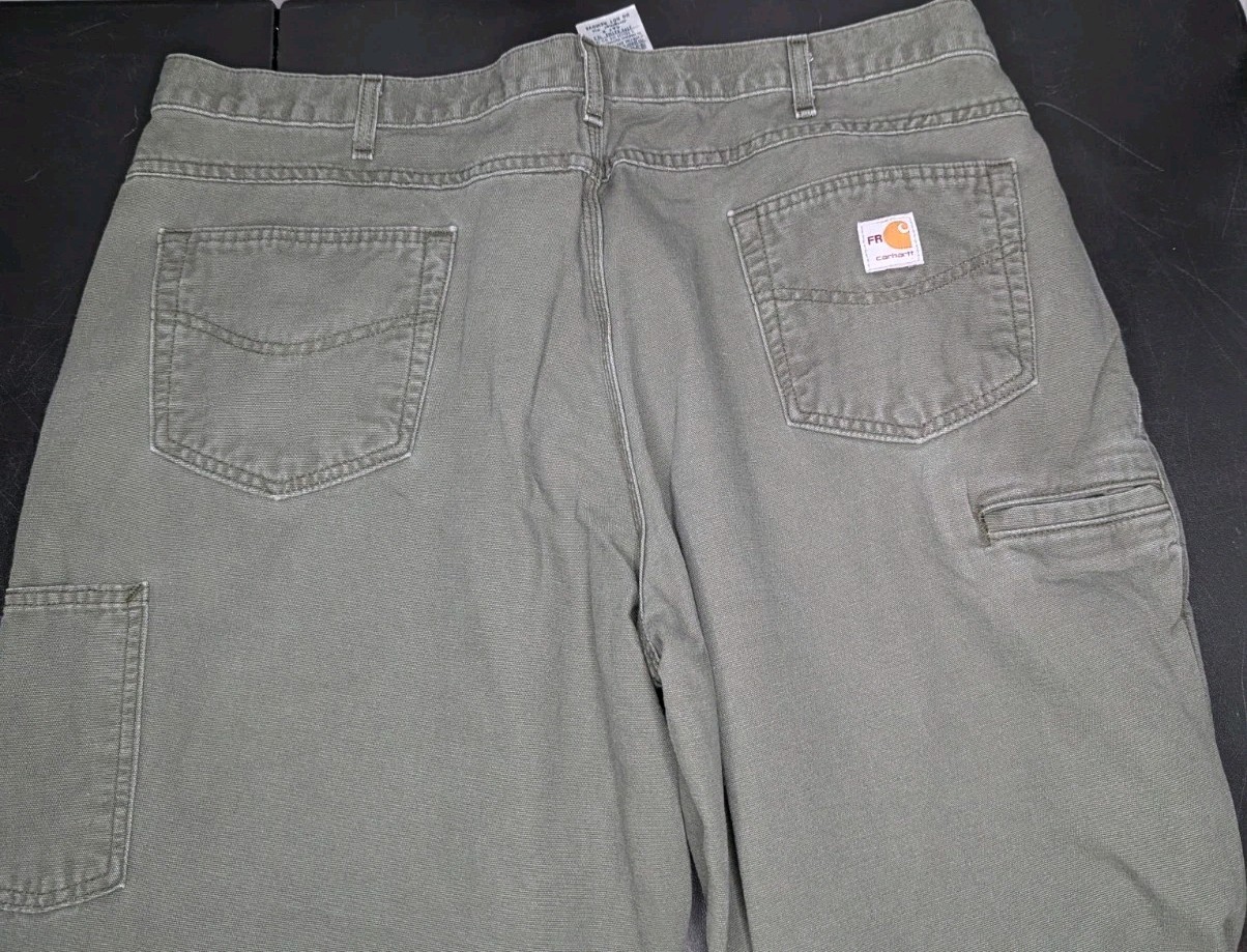 Carhartt FRB159-MOS FR Flame Resistant Canvas Work Pants Moss Green 42×30 CAT 2