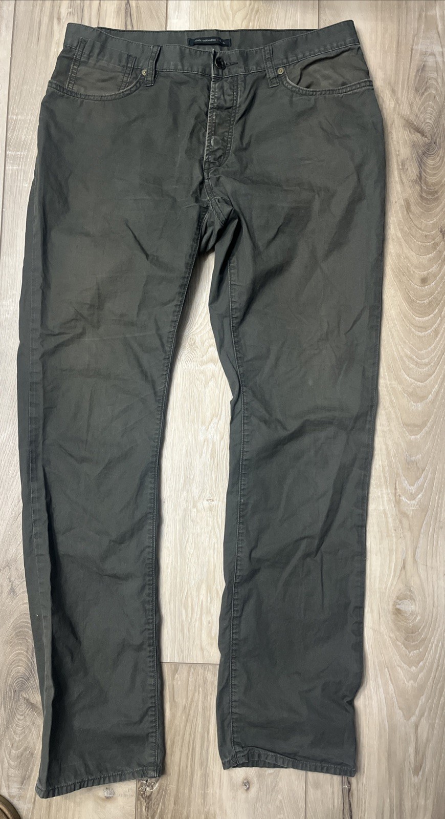 John Varvatos USA Button Fly Lightweight 5-Pocket Pants Olive Green Size 34