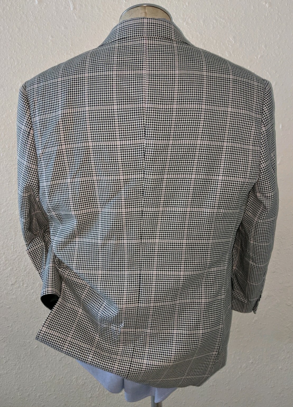NEW Pink Tooth Over Check Plaid SILK WOOL 2-vent Blazer Jacket Sport Coat 43R