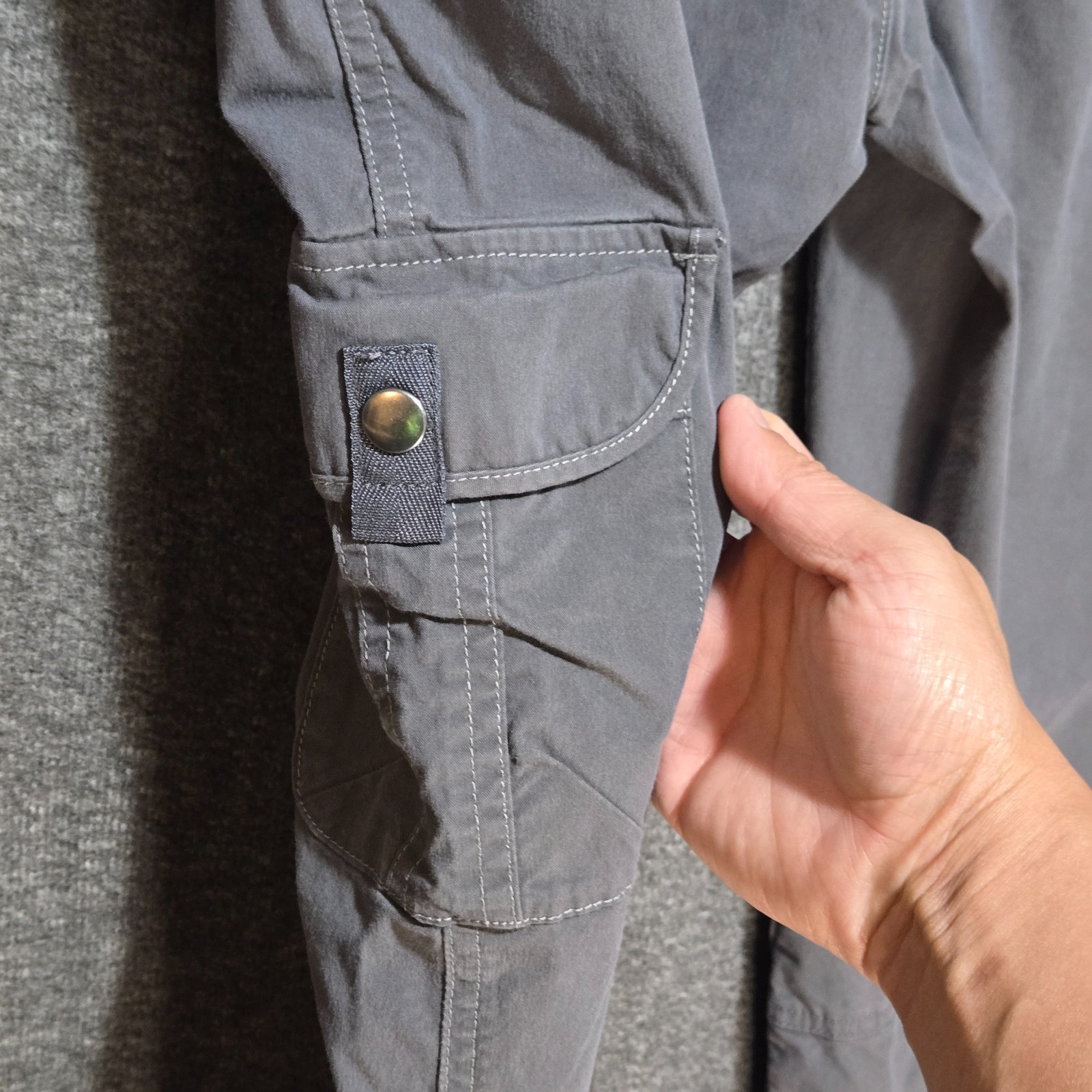 Kuhl Legendary Pants Drawstring Gray Cargo Hiking Roll Up Ankle Women’s 8 Long