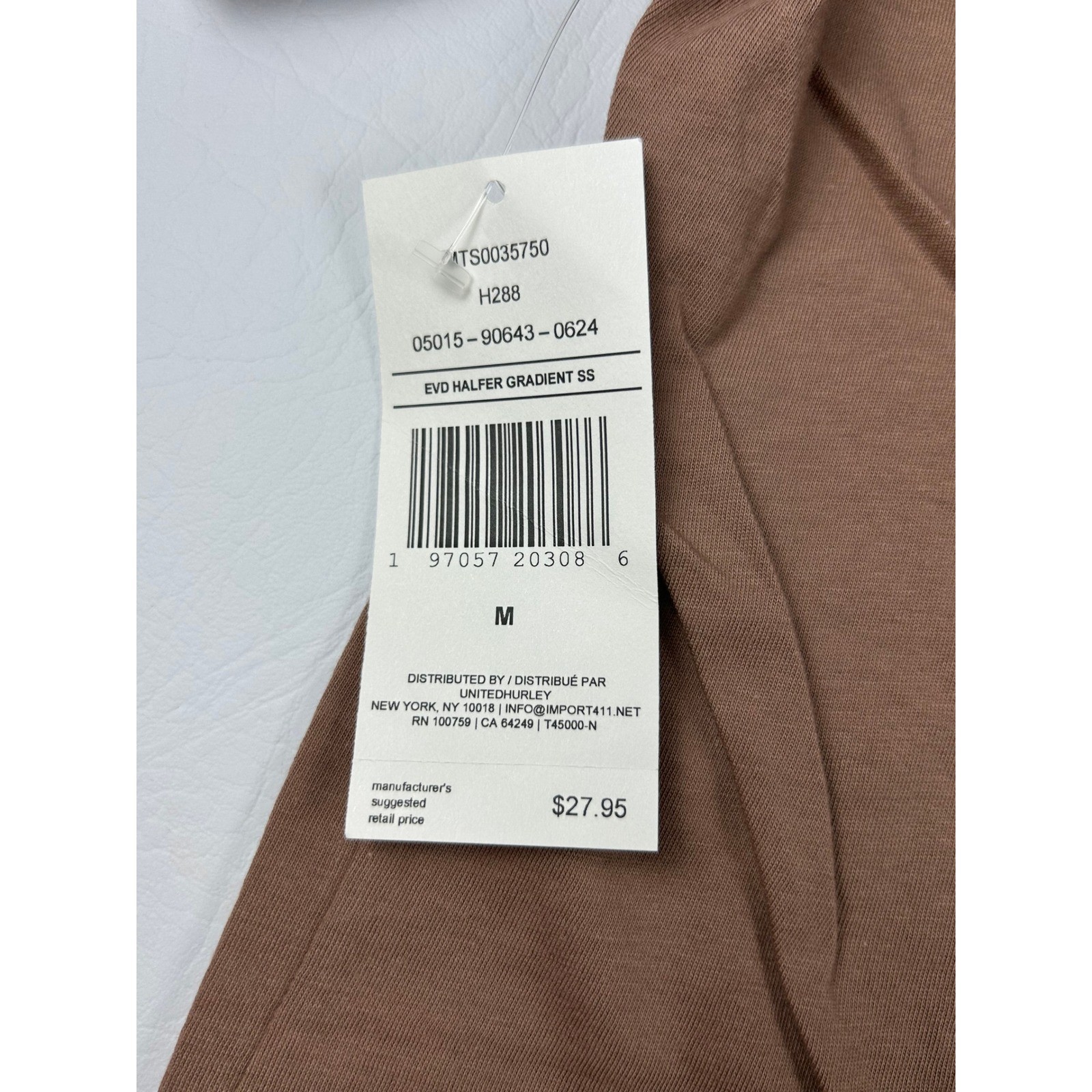 NWT Hurley Mens Everyday Tee Medium Mocha Cotton Casual Skate Surf Streetwear