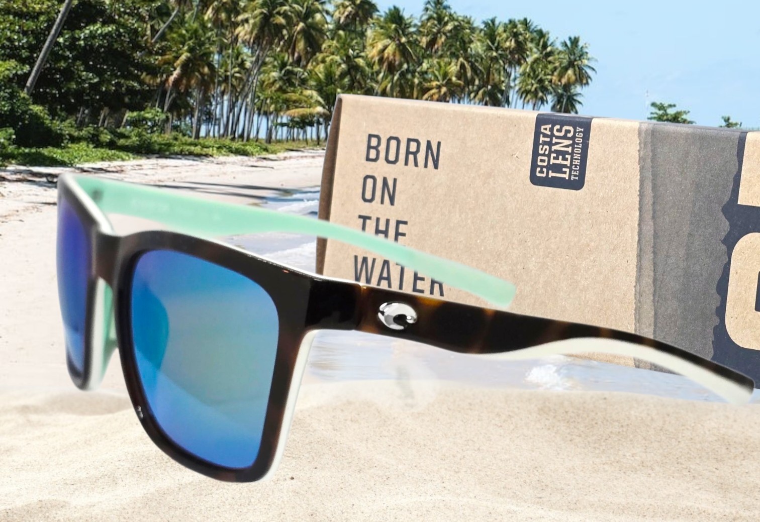 COSTA DEL MAR shiny tortoise/green mirror PANGA polarized 580P sunglasses NEW!