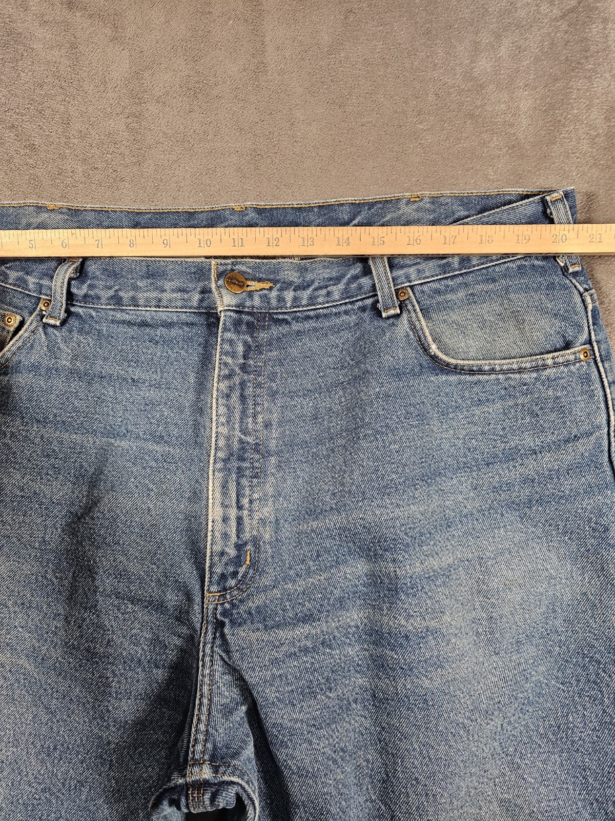 Carhartt B172 Relaxed Fit Tapered Flannel Lined Jeans Mens 42×32 Dark Stone