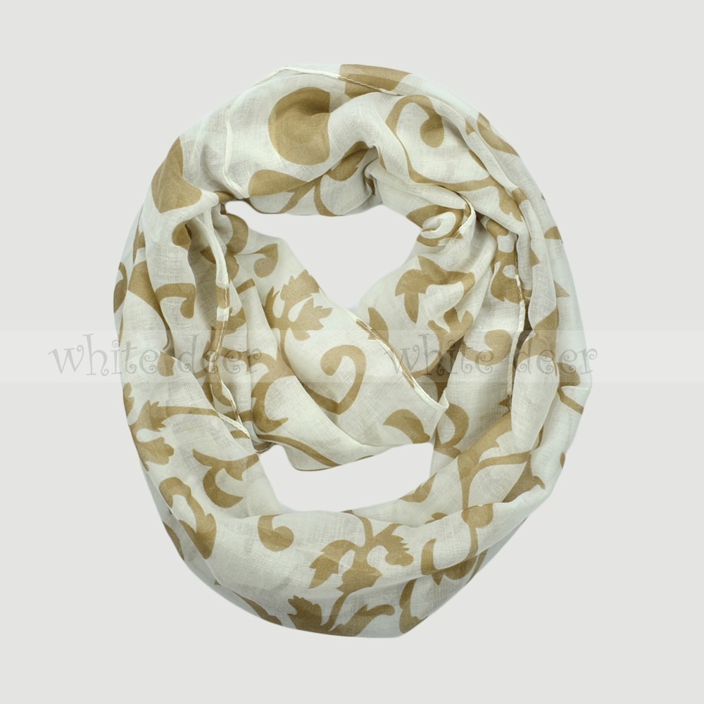 Floral Print Flower Leaf Block Circle Loop Wrap Infinity Scarf Multi Color Soft