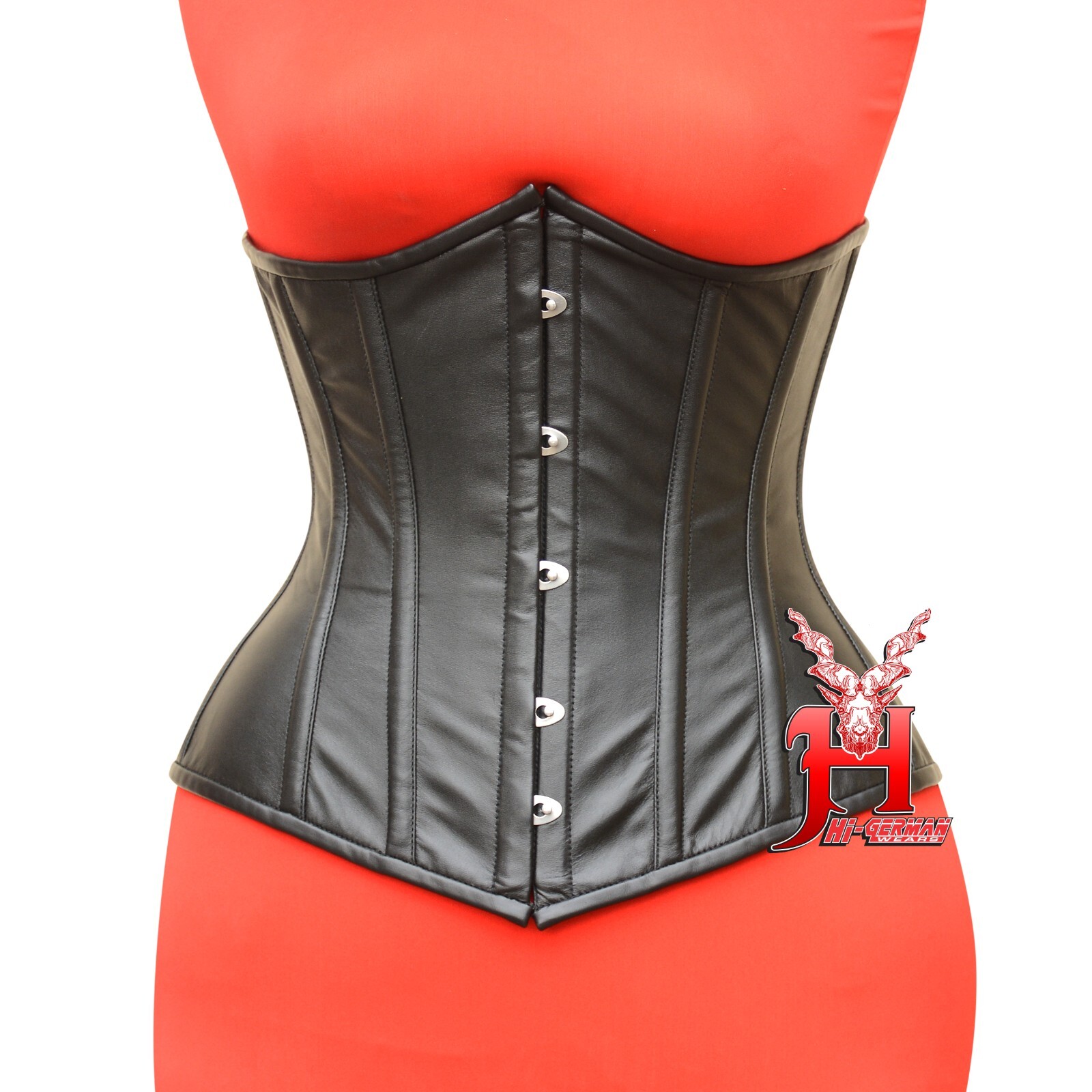 Unterbrustkorsett Schwarz Leder Korsett Taillentraining Underbust Leather Corset