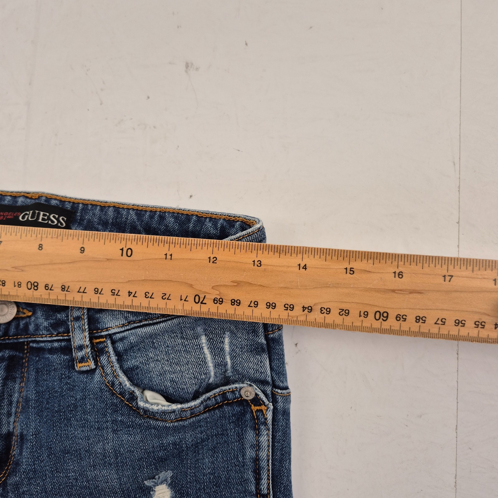 GUESS Jeans 10 W27 L24 Blue Womens Distressed Denim Cotton Blend Logo