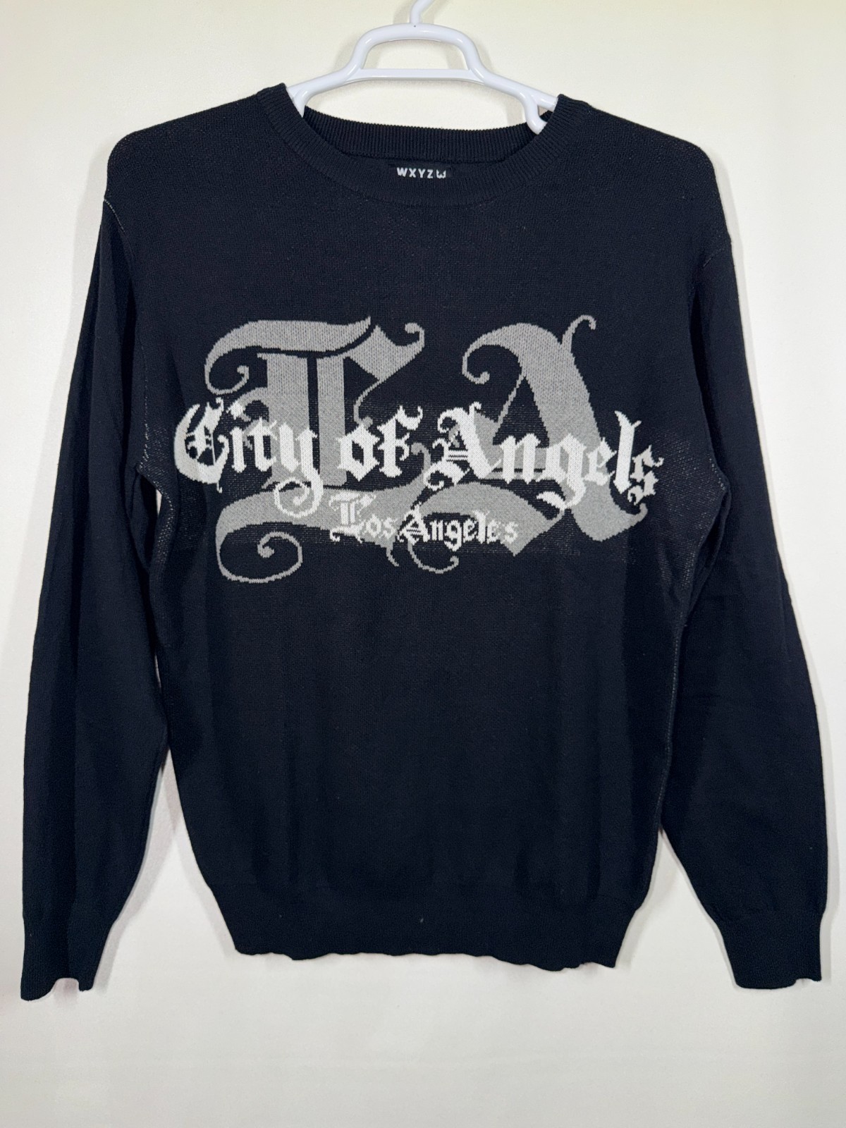 WXYZ MFG Los Angeles Mens Size Large Black White Sweater City Of Angels New Tags